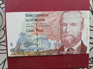 Rare Unc Ireland banknote  Parnell 100 Pound note BAK 320529