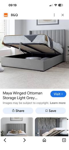 Maya Winged Ottoman Storage Light Grey Upholstered - King Bed 5ft Frame Only