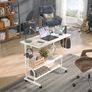 Mobile Standing Desk with Integrated UK Power Outlets & USB Ports, Height Adjustable (70-104cm) C-Shaped Rolling Laptop Table on Wheels for Home Office, Bedside, and Sofa, White Image 6
