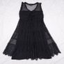 Miss June Black Floral Lace & Sheer Polka Dot Mesh Tiered Sleeveless Midi Dress 12UK/40EU Image 2