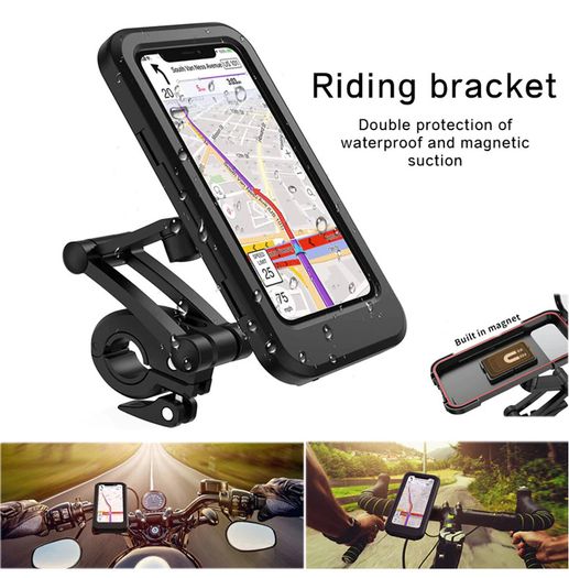 Waterproof Bicycle Scooter eBike Phone Holder Universal Bike Motorcycle Handlebar Magnet Case Cell Phone Support Mount Bracket Bag