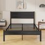 Double Bed Frame with Wooden Headboard and Footboard Image 6