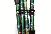 Folding Walking Stick, Green Floral.