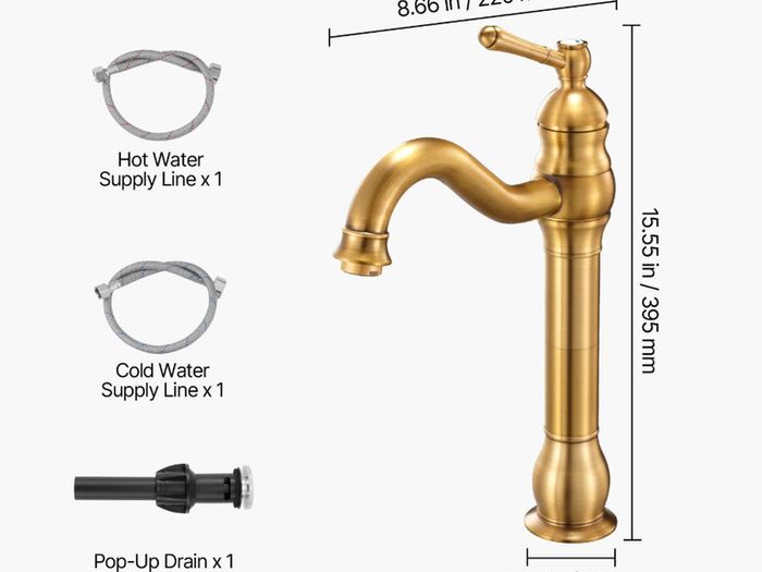 Single Handle Sink Faucet, Solid Brass Single Handle Kitchen Faucet, 1 or 3 Hole Kitchen Faucets with Push-Button Drain
