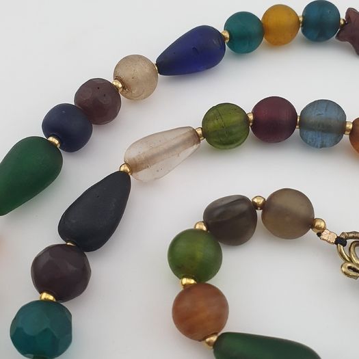 Antique African Style Mix MultiColor Glass Beads Necklace