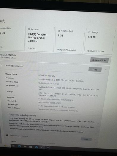 i7 game pc + monitor