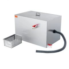 Commercial Grease Trap, 40 LBS Grease Interceptor, Side Inlet Interceptor, Under Sink Stainless Steel Grease Trap, 10 GPM Waste Water