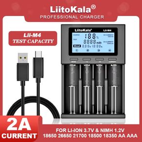 LiitoKala Lii-M4 18650 LCD Display Smart Charger Test Capacity Suitable For 3.7V 26650 18350 21700 18650 18500 1.2V AA AAA 4 Slots