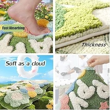 Non-slip Bathroom Rugs, 45x70cm Bath Mat Carpet Super Absorbent Machine Washable Soft Shower Suitable for Living Room/Kitchen/Bedroom Indoor Floor