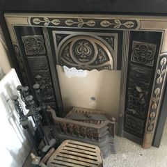 Black Slate Fireplace with Cast Iron Insert