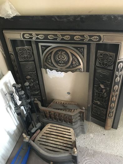Black Slate Fireplace with Cast Iron Insert