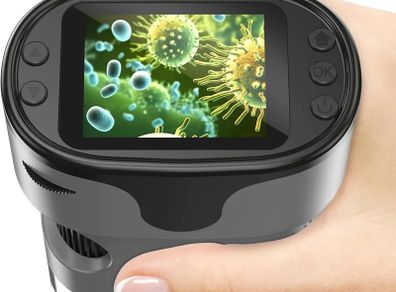 1000X Handheld Digital Microscope for Kids - 4K 2.0" Screen, Rechargeable Mini Labster Portable Pocket Scope, Includes Slides Kit - Science Gadget Edu Gift for Children Ages 4-12 (Grey)