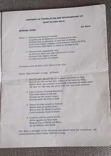 Souvenir Oliver Plunkett Booklet