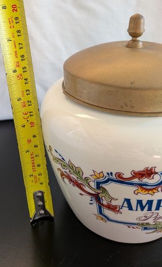 Zenith Gouda 1749 Amphora Pipe Tobacco Jar Humidor Brass Lid Holland c1950