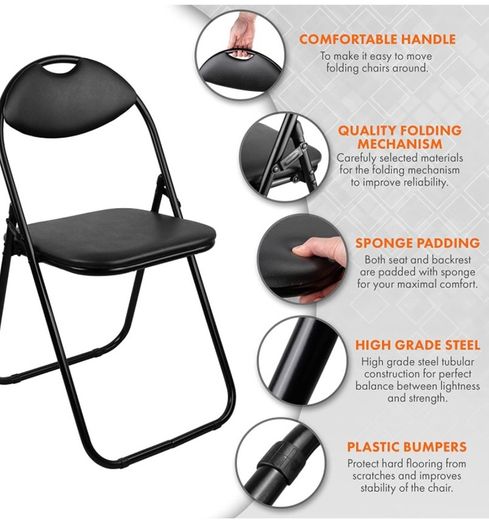 Folding Chair Padded Paris Faux Leather Chair Home Office Dining (FREE POSTAGE)