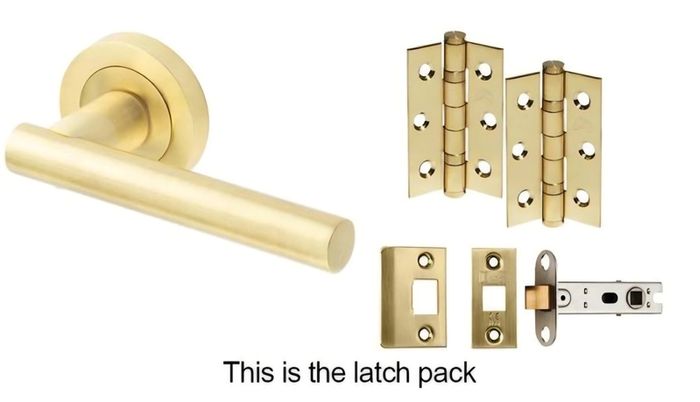 5x satin brass door handles and latch kits