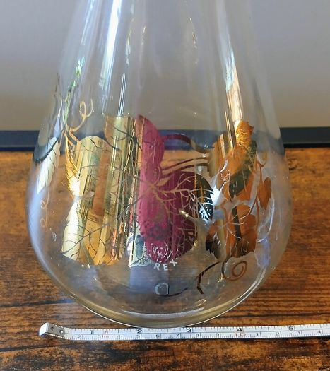 Vintage 1960s JAJ Pyrex Gold Grape Vine Decanter / Wine Carafe