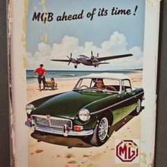 Vintage Style  Metal Sign. MG car company advertisement.