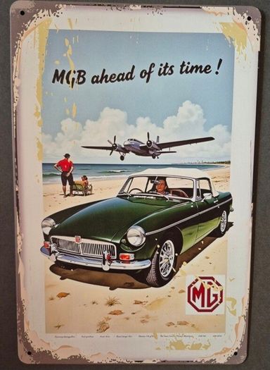 Vintage Style  Metal Sign. MG car company advertisement.