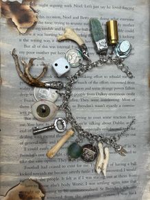 1 Goblins Whimsical Trinkets Bone and Tooth Soldered Charm Bracelet Charivari Wearable Art Weird Oddity