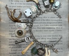 1 Goblins Whimsical Trinkets Bone and Tooth Soldered Charm Bracelet Charivari Wearable Art Weird Oddity