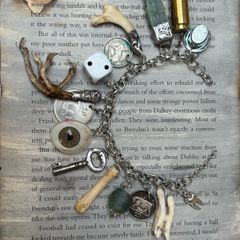 1 Goblins Whimsical Trinkets Bone and Tooth Soldered Charm Bracelet Charivari Wearable Art Weird Oddity
