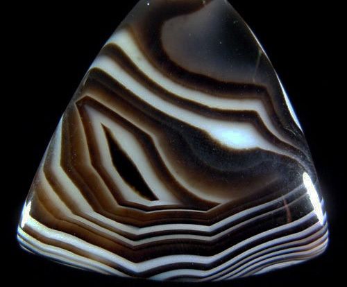 Unique Triangle Black Stripe Agate Gemstone Pendant Necklace