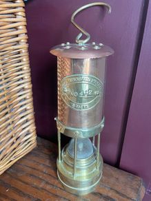 Vintage 1970s Heavy Brass & Copper Miner's Safety Lamp - Cannock Mining (Functional)