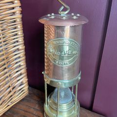 Vintage 1970s Heavy Brass & Copper Miner's Safety Lamp - Cannock Mining (Functional)