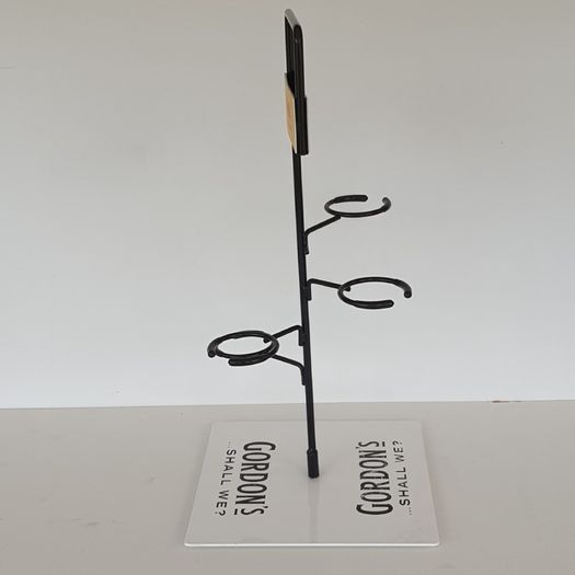 Gordon's Gin metal glass display stand holds 4 glasses