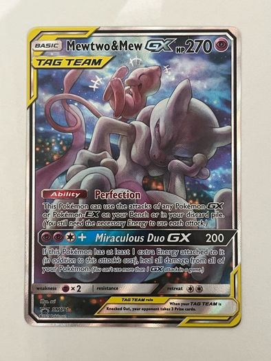 Pokemon Mewtwo and Mew GX card
