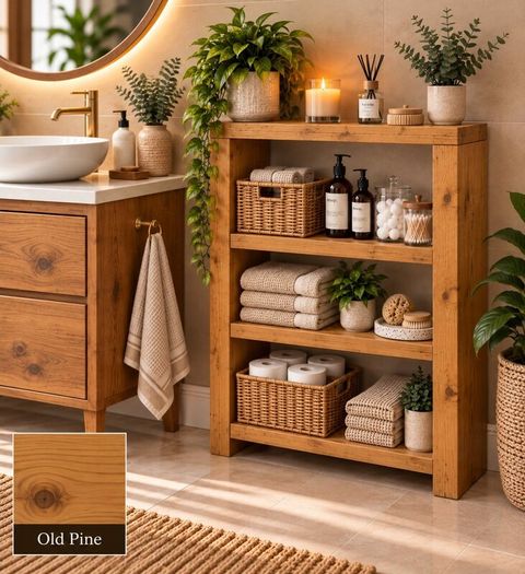 Handmade Old Pine Bathroom Storage Unit