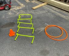 Kids hurdles and hula hoops