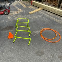 Kids hurdles and hula hoops