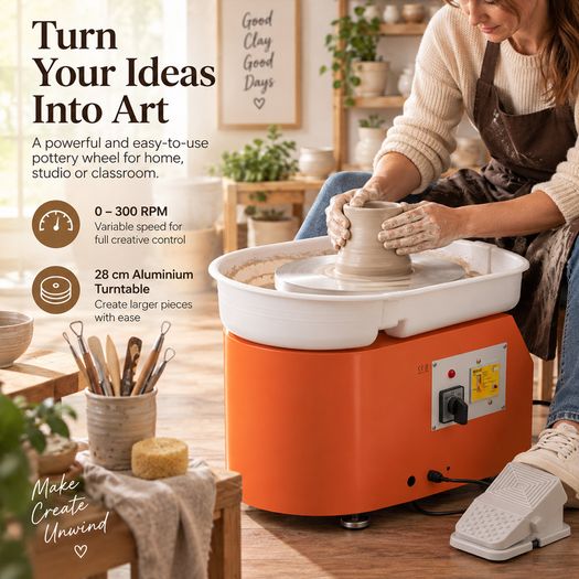 350W Electric Pottery Wheel with Foot Pedal & 16-Piece Tool Kit