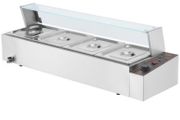220v Commercial Electric Food Warmer Countertop Buffet with Glass Shield