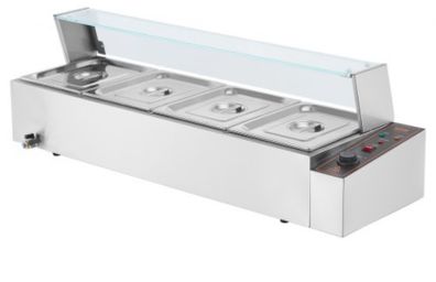 220v Commercial Electric Food Warmer Countertop Buffet with Glass Shield