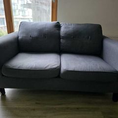 Dark Grey 2 Seater Modern Fabric Sofa