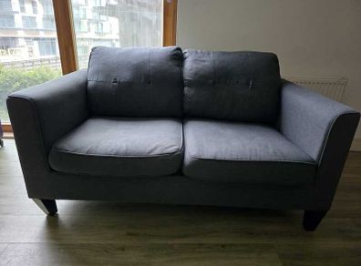 Dark Grey 2 Seater Modern Fabric Sofa