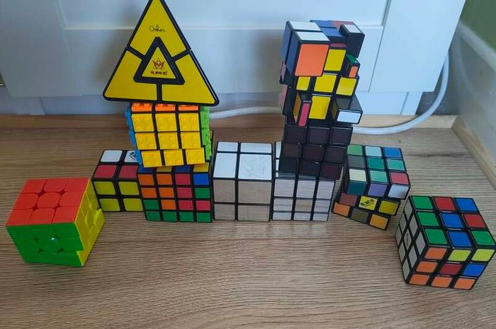 Collection of various puzzle cubes