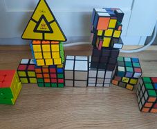 Collection of various puzzle cubes