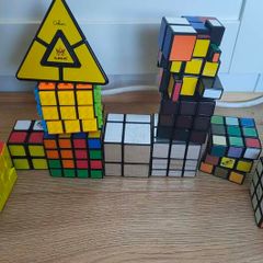 Collection of various puzzle cubes