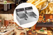 Electric Deep Fryer w/Dual Removable Tanks 12L 5000W Commercial Countertop Fryer for Chicken French Fries Frying Chips
