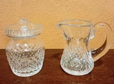 Pair of Vintage Waterford Crystal 'Alana'. Creamer and Jar.
