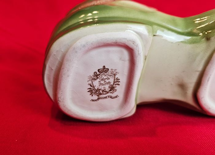 Staffordshire Style Porcelain Boot Vase - Green with Roses ,  Decor or Cactus Planter