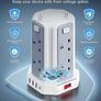 Tower Extension Lead 5M, (13A 3250W), 8 AC Outlets and 4 USB Ports Extension Tower, Surge Protection with 4 Independent Control Switch, Extension Cable for Office, Home, Kitchen Image 2