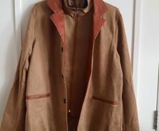 Vegan suede unisex jacket fully lined size medium in very good condition with no issues see last two photos for exact measurements FREE STANDARD POSTAGE INCLUDED