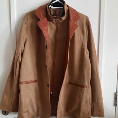 Vegan suede unisex jacket fully lined size medium in very good condition with no issues see last two photos for exact measurements FREE STANDARD POSTAGE INCLUDED