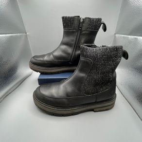 Clarks Girls PRAGUE TOP K Black Leather Ankle Boots - SZ 2
