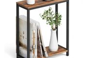 2-Tier End Table for Living Room, Narrow Beside Table for Bedroom, Sofa, Couch, Rustic Brown and Classic Black